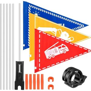 Goodivery ® Fietsvlaggen Set van 3 voor Kinderen met Montagebeugel en Fietsbel