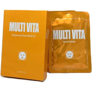 Lapcos Multi Vitamin Tissuemasker – 5 Stuks – Regenererend & Beschermend Gezichtsmasker met Vitamines A, C & E – Voor een Stralende, Gezonde Huid | Beautymaskers.nl