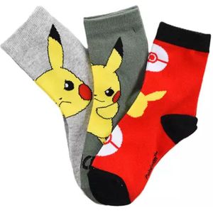 Pokémon Sokken 3-Pack – Pikachu Kindersokken – maat 27/30