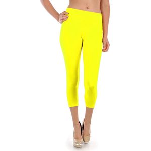 Hoogwaardige Dames 3/4 Legging | 3 Kwart Legging | One-Size | Maat 38-42 | Neon-Geel