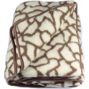 Lamswollen Deken Dekbed Plaid 200x220cm in 100% Australische Merino Lams Scheerwol 450 g/m² Woolmark-certificaat – Giraffe Print