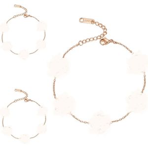 3 stuks Happy Four Clover armbandset voor vrouwen (wit + zwart + rood)