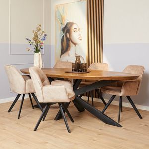 Eetkamertafel Brandy | Ovaal | Naturel Mangohout