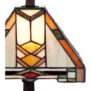 LumiLamp Tiffany Tafellamp 22*22*38 cm E14/max 1*40W - Meerkleurig Glas in lood
