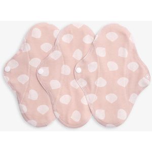 Imsevimse inlegkruisjes van biologisch jersey katoen - dun en soepel wasbare inlegkruisjes - Shell - Roze met witte schelpen - roze wit
