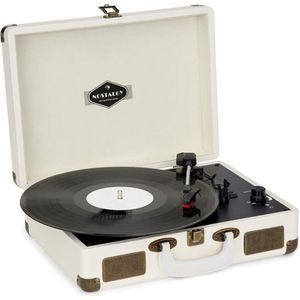 Nostalgy by auna Peggy Sue retro-platenspeler LP USB AUX crème/messing-optiek