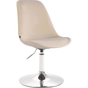 Bezoekersstoel Mikki - Eetkamerstoel - Creme velvet - Chroom Poot - Set van 1 - Zithoogte 48 cm - Deluxe