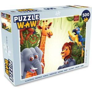 Puzzel Jungle - Jongens - Meiden - Baby - Olifant - Leeuw - Giraf - Legpuzzel - Puzzel 500 stukjes