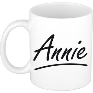 Annie naam cadeau mok / beker sierlijke letters - Cadeau collega/ moederdag/ verjaardag of persoonlijke voornaam mok werknemers