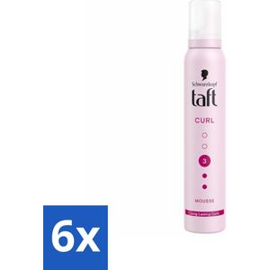 6 x Taft - Haarmousse - Curl 3 - Gedefinieerde krullen - 200 ml - Krullenmousse - Krullen Definiëren - Krullen Fixeren - Haarstyling - Taft Curl Mousse