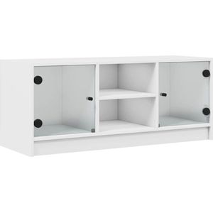 vidaXL-Tv-meubel-met-glazen-deuren-102x37x42-cm-wit