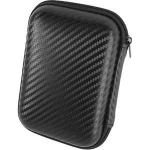 Behuizing voor externe harde schijf van 2,5 inch, draagbare SSD-behuizing, tas met gaasvak, harde EVA-beschermhoes (zwart)