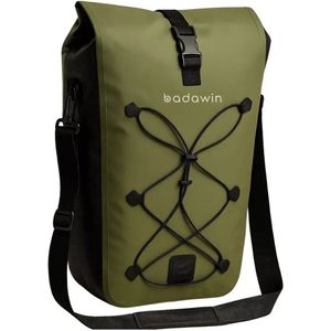 BADAWIN - Fietstas - ""Hind"" Green 2-in-1 Bagagedrager Fietstas - Fiets accessoires - Schoudertas - 2-in-1 Bagagedrager Fietstas - Fiets tas - Fietsuitrusting - Milieuvriendelijke Fietsaccessoires - 100% waterdicht - Multifunctioneel draagcomfort