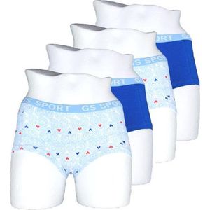 Dames boxershorts - 4-Pack - Katoen - Blauw-Lichtblauw - Maat S