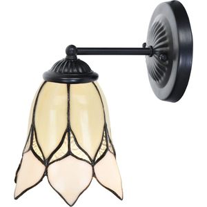 Art Deco Trade - Tiffany wandlamp zwart met Lovely Flower White