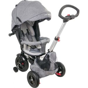 Kinder Driewieler - Hyper Motion Tobi Velar Grijs - kinderfiets 1 2 drie jaar met duwstang stok jongens baby driewielers jongen meisje peuter comfort 4 in 1 voor peuters kind kinderen tot 5 jaar luchtbanden meisjes fietsje stuurstang