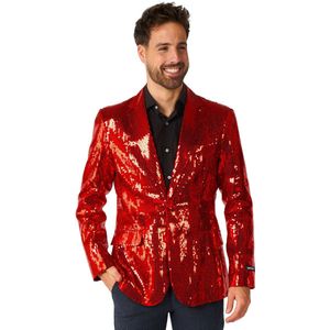 Suitmeister Sequins Rood - Heren Party Blazer - Glimmende Pailletten - Rood Carnavals Jasje - Maat L