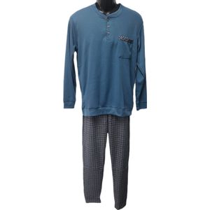 Uniseks - Thermo Pyjama set - Dames & Heren - Merk Notte Stella - Longsleeve & Broek - Geruit-Motief - Kleur Blauw/Marineblauw/Grijs - Maat M - Cadeau - Kerst