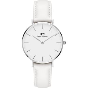 Daniel Wellington Petite Silver Bondi White DW00100190 - Horloge - 32mm - Leer - Zilver