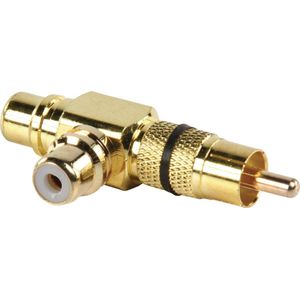 1x Tulp (m) - 2x Tulp (v) audio adapter/splitter - zwart / verguld (metaal)