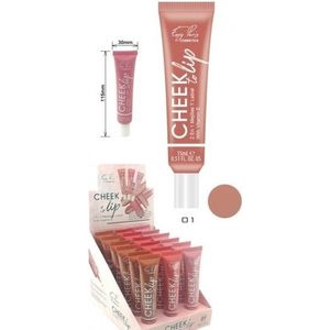 Easy Paris Cosmetics - Blush - Lipgloss - Lipstick - Lippenbalsem - Rouge - Vloeibaar - Cheek to Lip - 2 in 1 - Vitamine E - Bruin Roze - Nummer 01