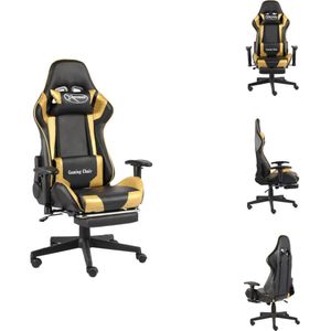 vidaXL Gamingstoel - Gamingstoelen - Racingstoel - Racingstoelen - Gamestoel draaibaar met voetensteun PVC goudkleurig