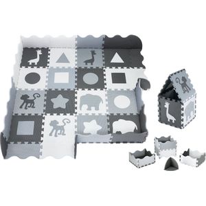 Moby-System - Puzzelmat - Speelmat - Baby - Foam - XL - 150 x 150 cm - met rand - Grijs
