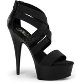 Pleaser - DELIGHT-669 - Sandalen - Zwart - Elastische Band, Faux Leer