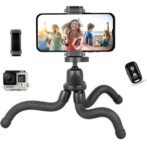 Allecto plus - Siliconen mini statief voor smartphone en camera met draadloze afstandsbediening - Anti-slip statief voor op reis