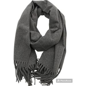 Sjaal - Pashmina - Zilvergrijs - Warm – Zacht - Feestdagen - Unisex - 180X70cm - met gratis sjaal ring van twv € 7.99