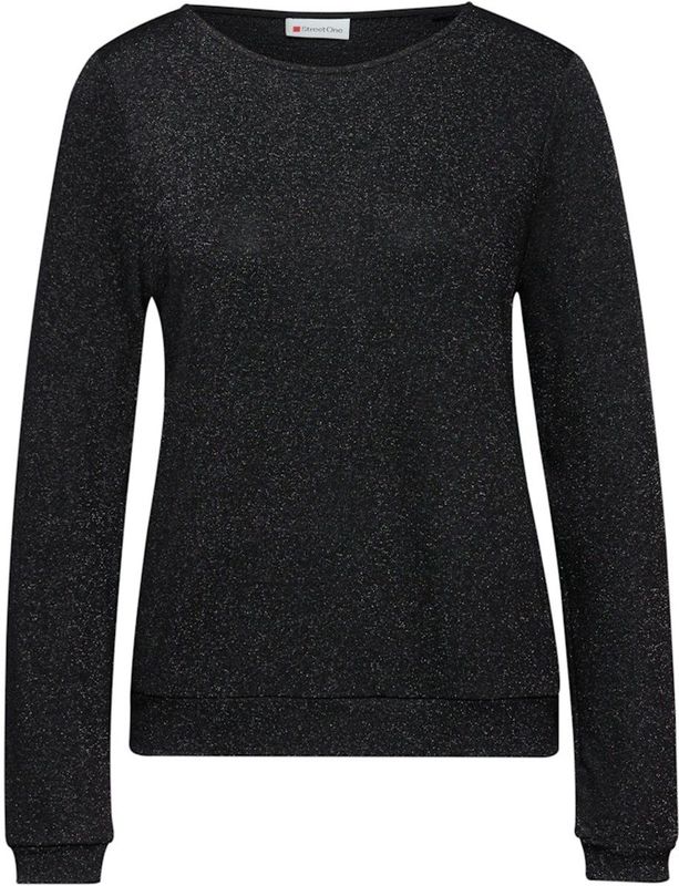 Street One Dames Glitter gebreid shirt in Zwart, in size: 34