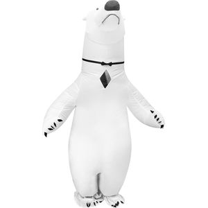 KIMU® Opblaas Kostuum IJsbeer Wit - Opblaasbaar Pak - IJsbeerenpak Mascotte Opblaaspak - Opblaasbare IJsbeer Beer Polar Noordpool Dames Heren Festival