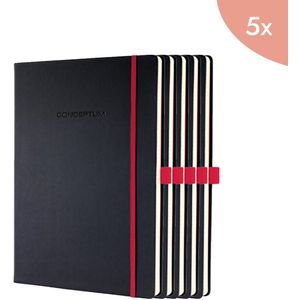 5x Sigel Notitieboek Conceptum RED Edition A4 zwart gelinieerd hardcover