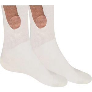 Piemel sokken - Grappige sokken - Funny socks - Grappige cadeaus - Heren - Dames - Middelhoog - Katoen - wit - One-size