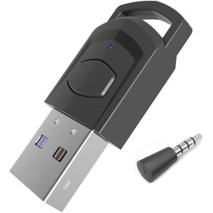 USB 5.0 Bluetooth Adapter - Zender & Ontvanger voor o.a. PS4, PS5, Switch, PC - met 3.5MM jack AUX aansluiting - Draadloze Audio via USB - zwart