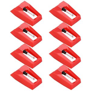 EXCITAT Draaitafelnaald - Universele vervangende draaitafelnaald - Geschikt voor vinylplatenspelers, platenspelernaalden - Rood - 8 stuks