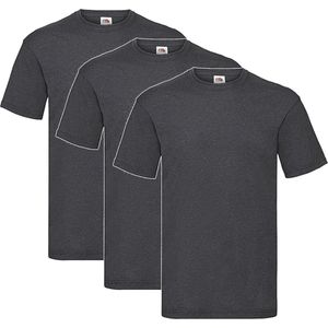 3 Pack Dark Heather Grey Shirts Fruit of the Loom Ronde Hals Maat XXL Valueweight