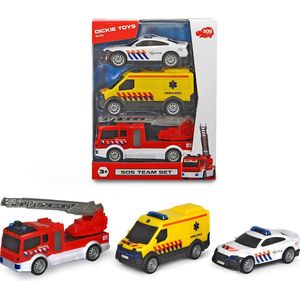Dickie Toys SOS Team Set Nederlandse Reddingsdiensten - Politie - Brandweer - Ambulance - Vanaf 3 jaar - Speelgoedvoertuig
