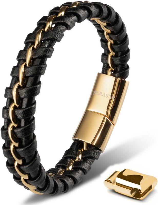 SERASAR - Leren Armband - Goud - Echt Leer - Vlechtarmband