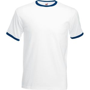 Fruit Of The Loom - Ringer T-shirt - Wit - Korte Mouwen