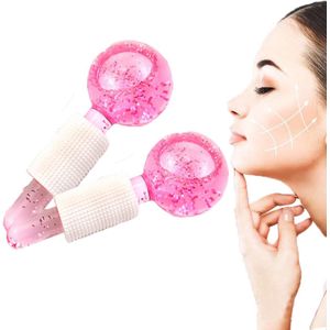 Verkoelende gezichtsmassagebal, schoonheidsijsbal voor gezichtsbehandeling, gezichtsbehandeling ijsbal, koude gezichtsmassage, ijsbal ijsrollerbal (roze)