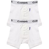 Claesen's® - Jongens Boxershorts 2-pack Wit Rib - White - 95% Katoen - 5% Lycra