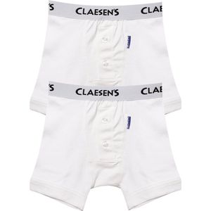 Claesen's® - Jongens Boxershorts 2-pack Wit Rib - White - 95% Katoen - 5% Lycra