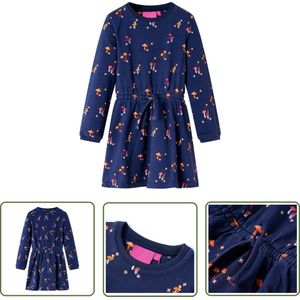 vidaXL Meisjesjurkje - Kinderjurkje - Kinderjurkje 92 marineblauw - Blauwe Jurk - Zomerjurkje - Kindermode