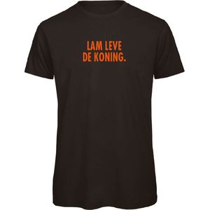 Koningsdag t-shirt zwart S - Lam leve de koning - soBAD. | Oranje hoodie dames | Oranje hoodie heren | Sweaters oranje | Koningsdag