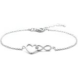 Armband hart en infinity - lengte 16 + 3 cm - 925 zilver - valentijnscadeau - valentijn cadeautje voor haar - armbandjes dames -