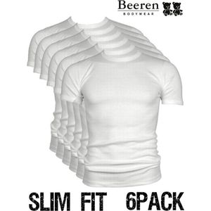 Beeren | T-Shirt | Ronde Hals | MAAT XL | 6-Pack | Wit | Slim Fit