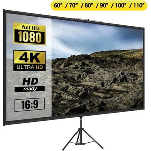 Dropon Projectscherm 4K HD - 100 inch - projectscherm op statief - beamerscherm - home Cinema - geschikt voor vergaderruimte of outdoor - draagbaar