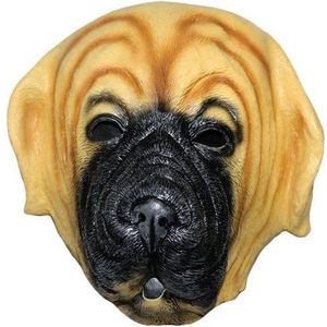 latex hondenmasker 'bulldog' (bruin)