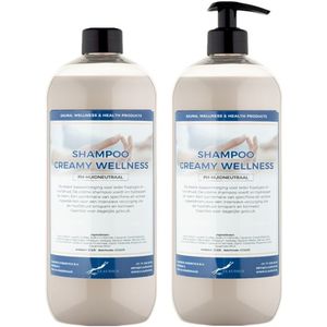 Shampoo Creamy Wellness - 1 liter (transparant) - 2 Stuks - met pomp - Voordeelverpakking - Haarverzorging